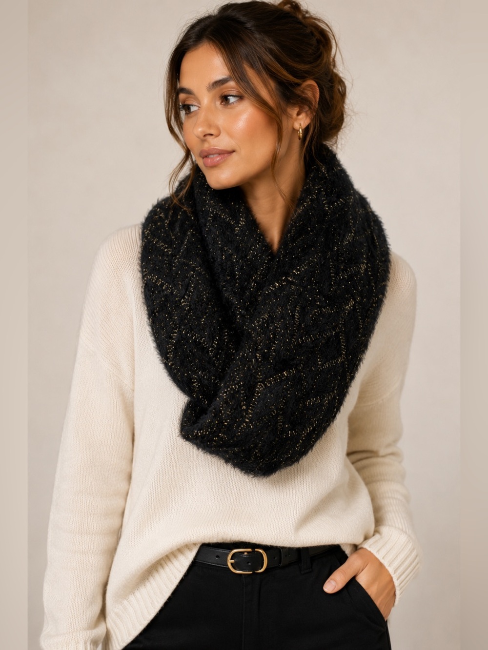 Chico's Black and Gold Scarf